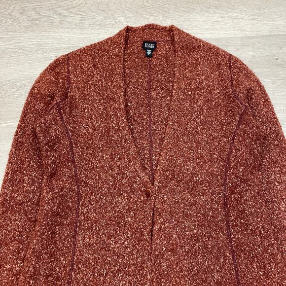 Eileen Fisher Alpaca Wool Silk One Button Cardigan Sweater Women's L - Picture 2 of 9